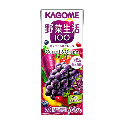 KAGOME YASAI VEGETABLE SEIKATSU CARROT & GRAPE JUICE 6.76 FZ - 日本可果美 野菜生活100果蔬汁 胡萝卜葡萄 0蔗糖】200ml