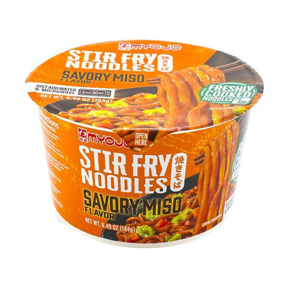 MYOJO Bowl Stir Fry Ramen Miso 6.49 oz - 日本 明星 味噌炒面 碗装 184g