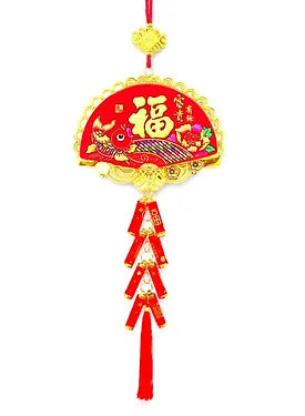 #881037 CHINESE NEW YEAR FIRECRACKERS - 5.1" x 18.5" 扇形竹炮吊饰