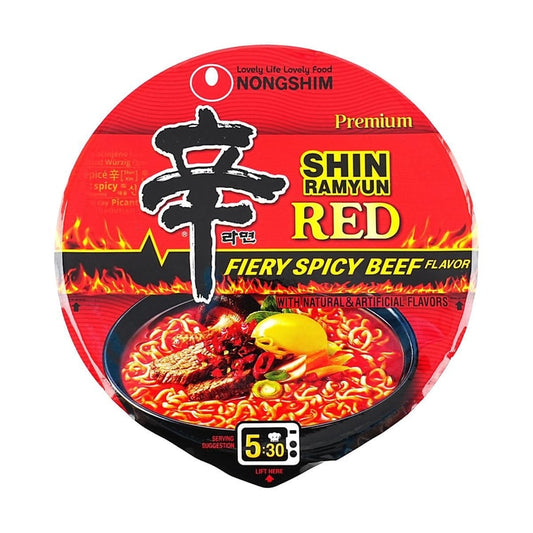 NONGSHIM Korean Spicy Shin Ramen - Instant Noodle Soup, Big Bowl, 4.12oz 4.12oz  - 韩国农心 辛拉面 方便面 红色系列 方便增量碗装 117g装）