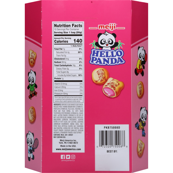 Hello Panda Cookies, Strawberry 9.1 oz - 明治Hello Panda 熊貓餅乾草莓味