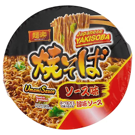 Hikari Menraku Yakisoba Umami Sauce 日本面乐速食 鲜味 日式炒面 碗装 4.2 Oz