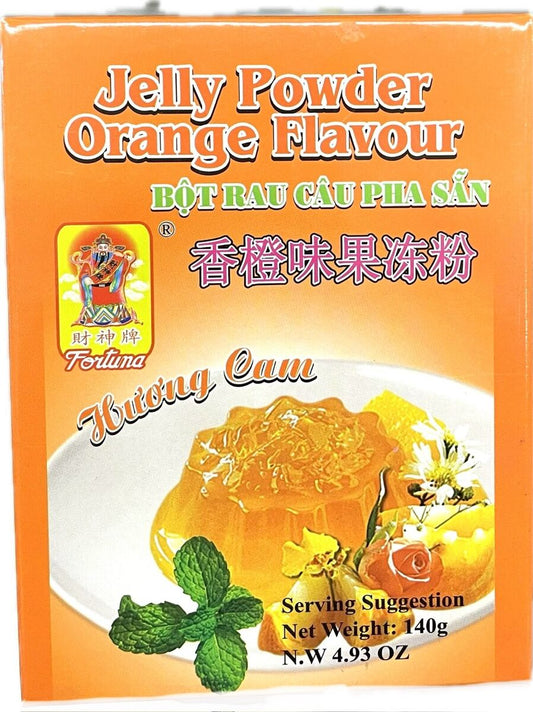 Jelly Powder Orange Flavour  BOT RAU CAU PHA SAN 4.93oz - 财神牌香橙味果冻粉