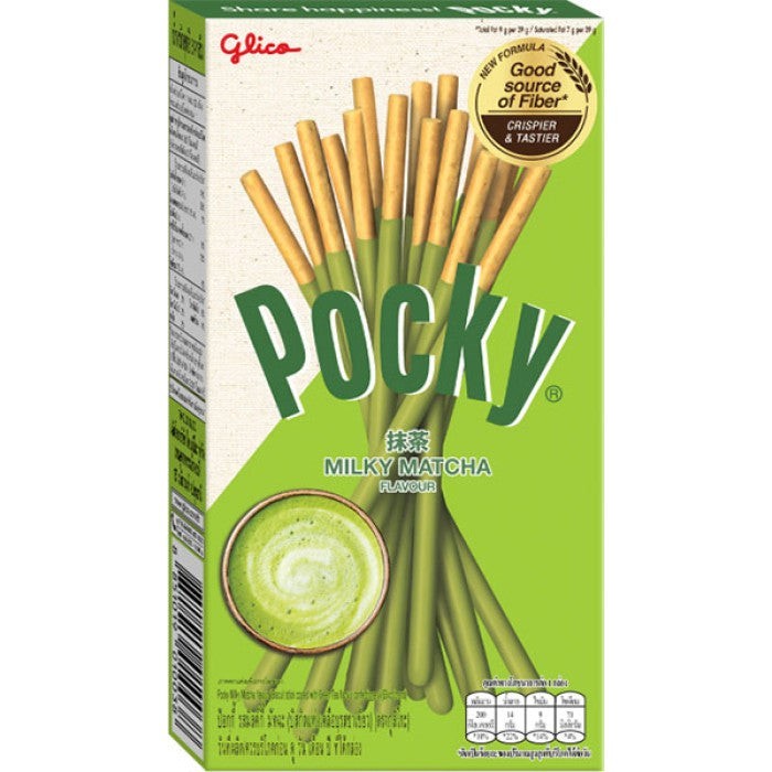 Glico Pocky Milky Matcha45g - 格力高百奇巧克力涂层饼干棒抹茶味