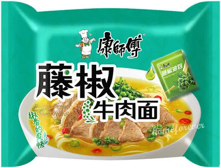 KSF Green Pepper Beef Instant Noodles 5pk - 康师傅藤椒牛肉面5连包