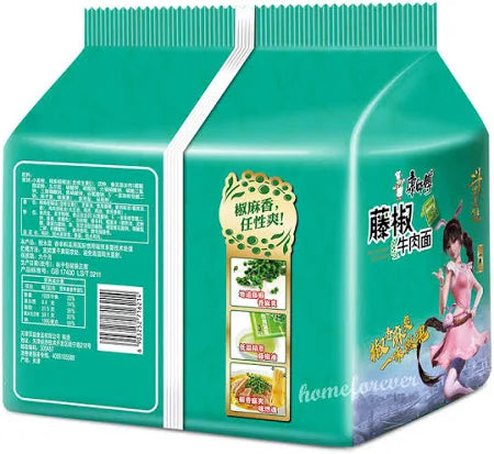 KSF Green Pepper Beef Instant Noodles 5pk - 康师傅藤椒牛肉面5连包